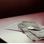 Tip and receipt on table in restaurant