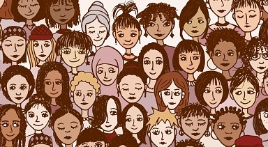 Happy International Women's Day! Hand drawn doodle faces of various women and girls