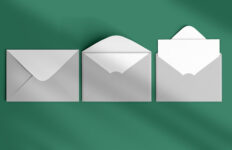grey semi open envelopes  envelopes background top view